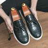Fashion Fashion Red Mens Loafers Comfortable Slip On British Style Shoes Mens Casual Leather Shoes Wedding Business Tassel Loafers Shoes