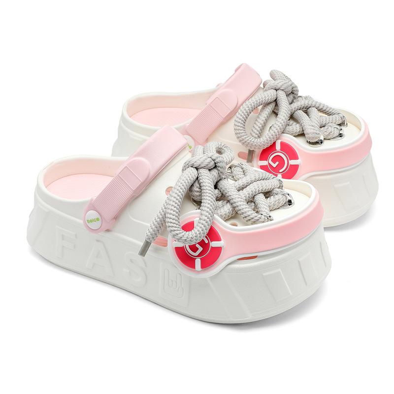 3825 earphones hole shoes women's slippers summer bag head shoes niche personality wear girls beach shoes cool slippers