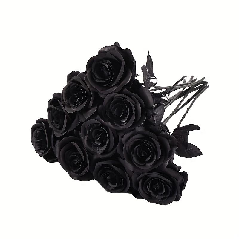 

Artificial Black Roses Fake Flowers, Long Stem, with No Container, for Halloween, Home Decor, Wedding Party, Tabletop