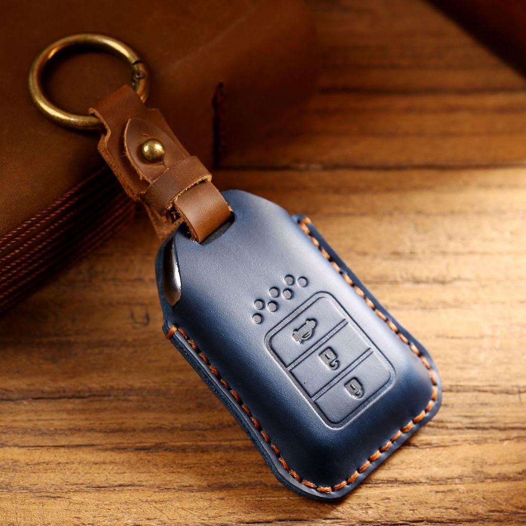 Genuine Leather Key Cover for Honda Civic & Accord - Full Wrap Cowhide Protection