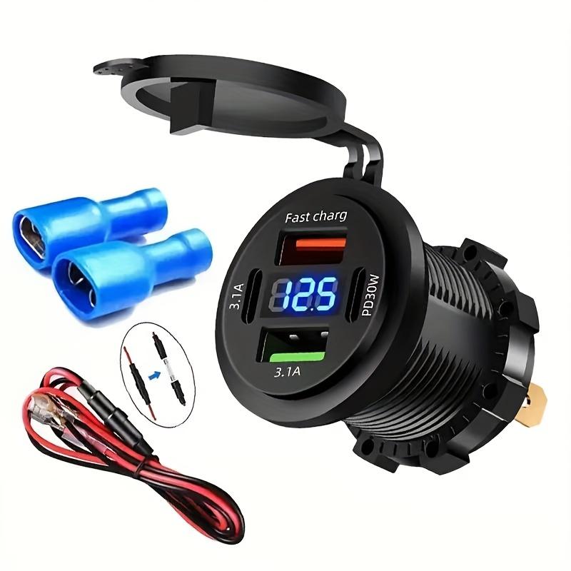 4-Port PD30W Schnell-Autoladebuchse mit LED-Anzeige für 12V-24V Fahrzeuge