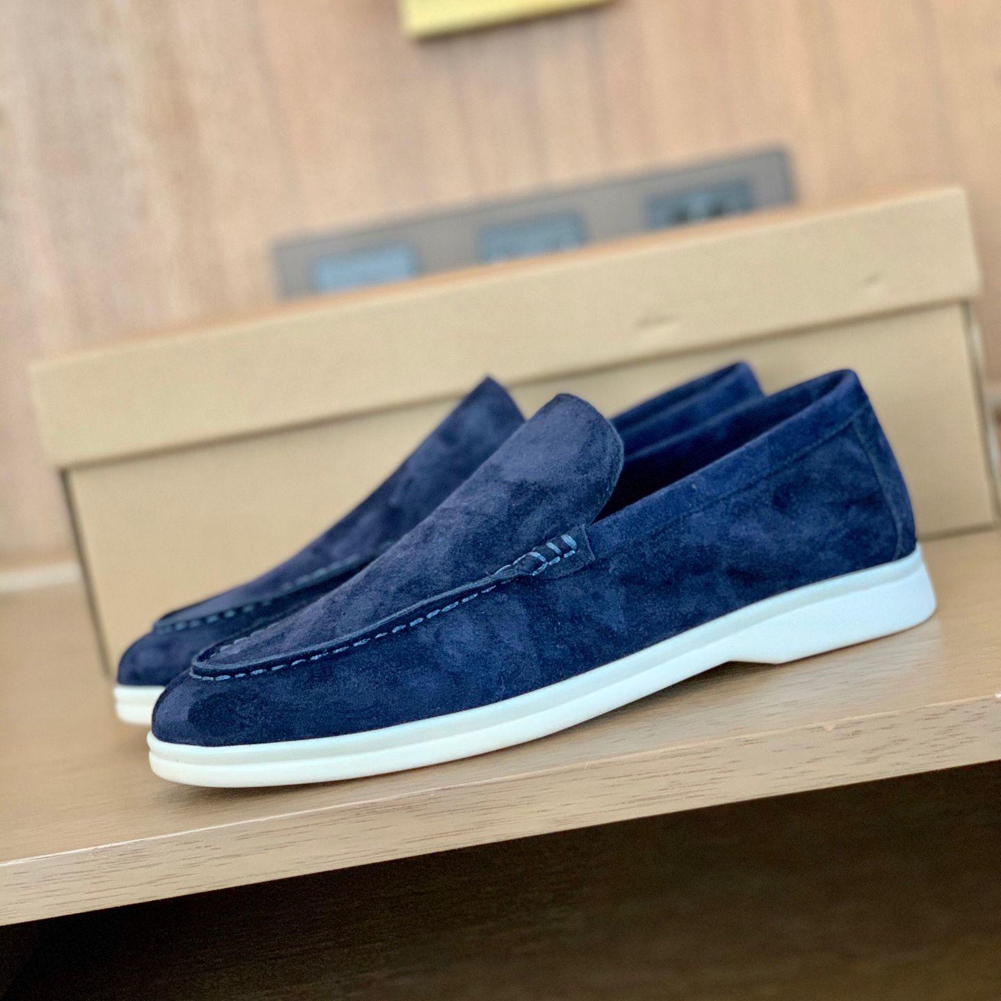 FOOTT Zomer Unisex Instappers Casual Schoenen Mode Zachte Zool Dames Schoenen Mode Leer Heren Schoenen 36 blauw