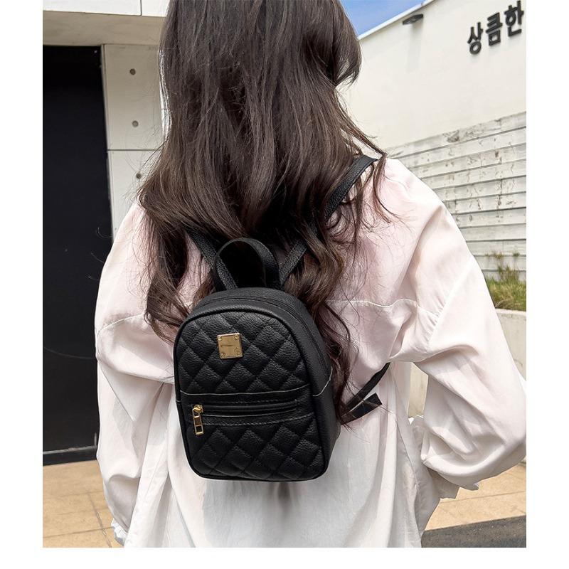 Diamond Lattice Embroidered Small Backpack Korean Small Schoolbag Women's Backpack