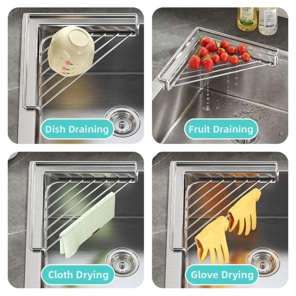 Waterproof Dish Drying Rack Anti-rust Sink Drain Shelf Sink Storage Holder Laundry Room
