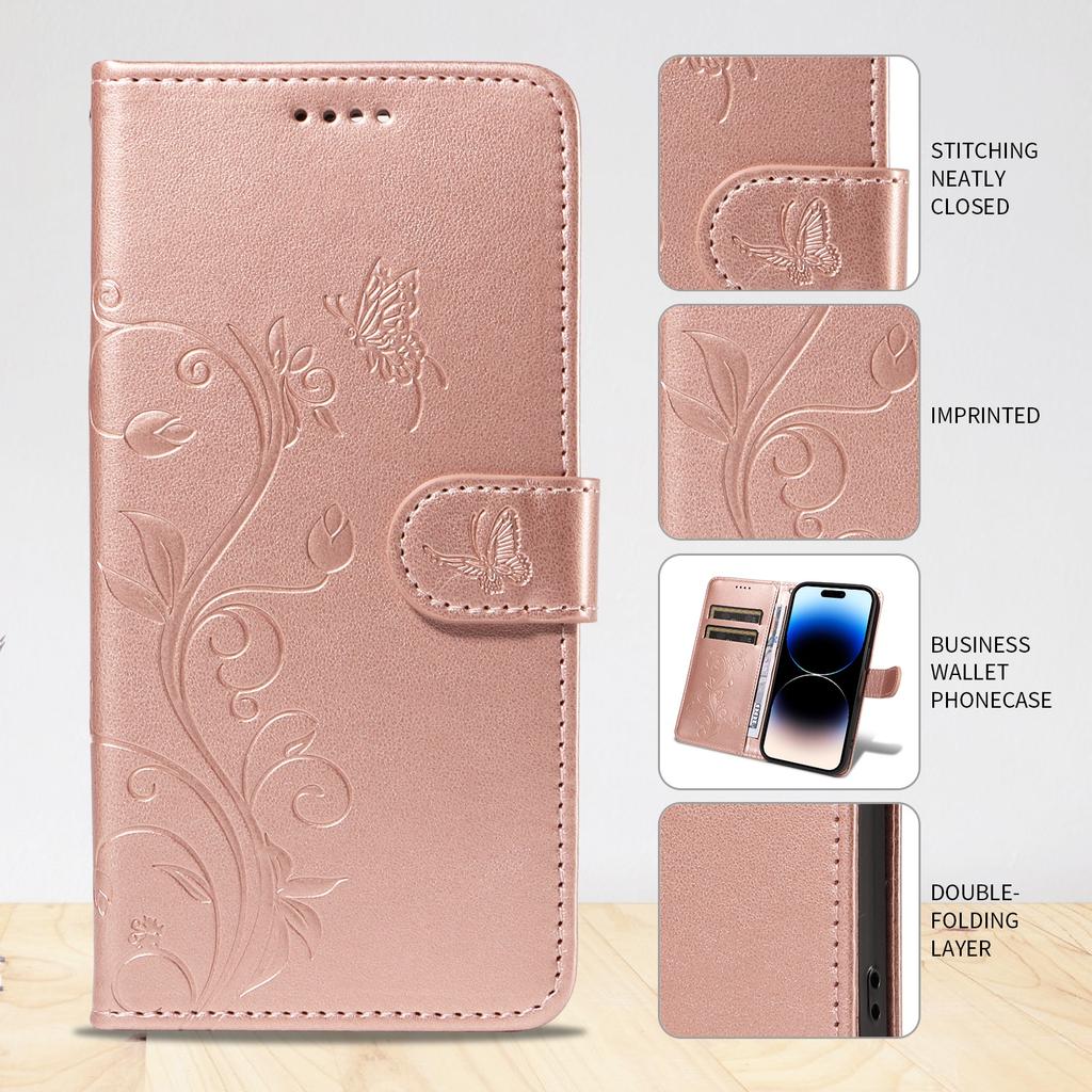 Butterfly Flower Vine Case For iPhone 17 16 15 14 13 12 11 Pro Max Plus Mini 16E 17 Air Flip Wallet Card Slot Leather Book Cover