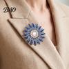 Rhinestone Floral Badge Retro Sunflower Brooch Pin, Lapel Pin with Faux Bag Accessory Pearl, Metal Flower for Women, Clothing Accessories Daily Wear