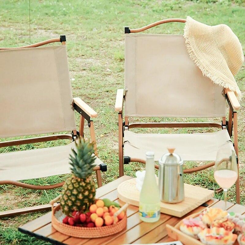 2pcs/1pcs Portable Camping Chair Outdoor Folding Chair Aluminum Alloy Wood Grain Folding Chair Camping Equipment Comite Chair