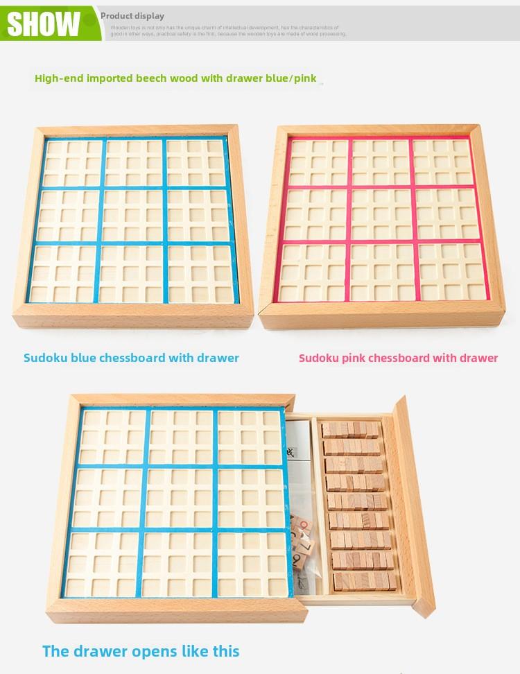 Adult Wooden Sudoku Board Game Toy Educational Logical Thinking Paper Board with Printed Cards
