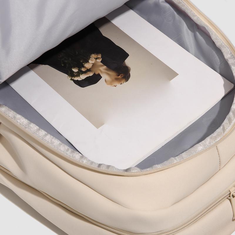 Women's Solid Color Backpack Student Large Capacity Schoolbag Commuter Backpack