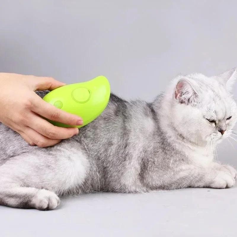 Elektrisk hundedampbørste pleie 3 i 1 hundedampbørste Kjæledyr Fjern floker og løst hår for massasje Steamy Cat Supplies