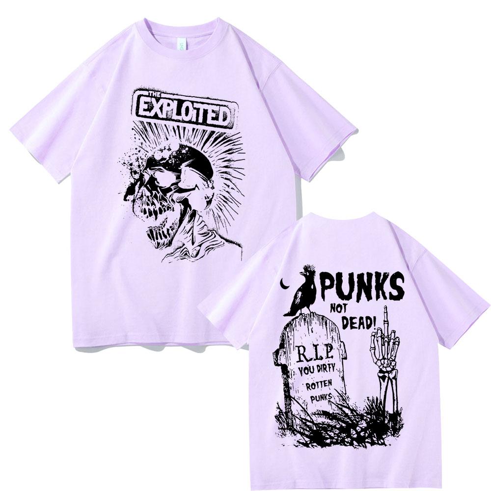 Heißer Verkauf Rockband The Exploited Grafik T-Shirt Punks Not Dead Print T-Shirts Männer Frauen Hip Hop Gothic Punk Übergroße T-Shirts