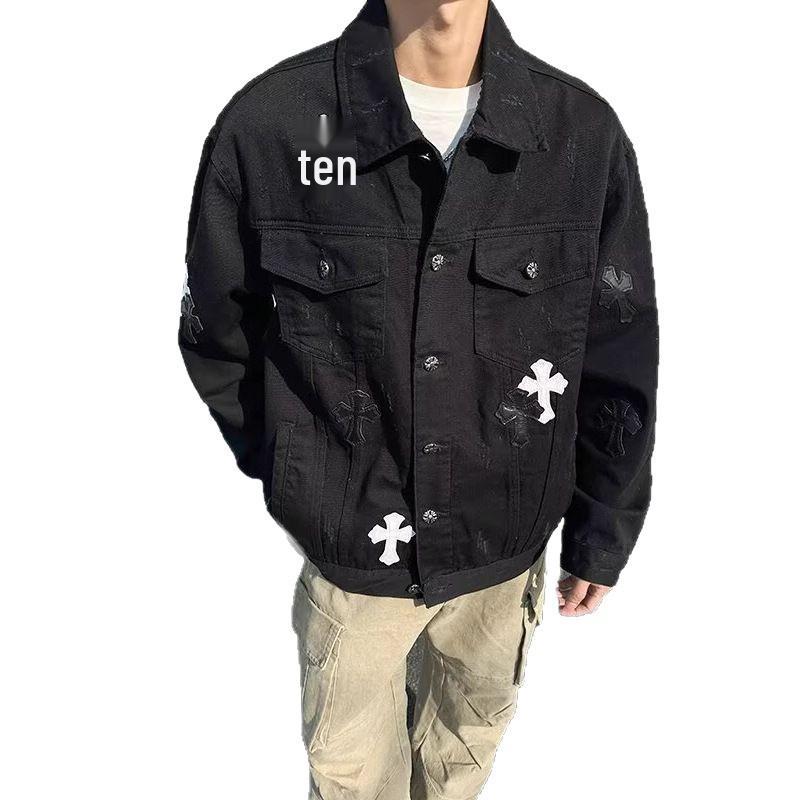 Men's Cool Hip Hop Retro Denim Jacket - Spring/Autumn Trendy Loose Fit