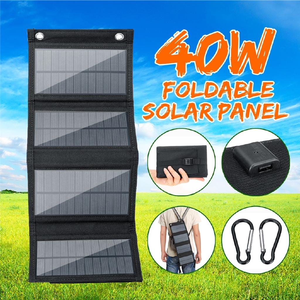 5V 40W Portable Solar Panel Folding Foldable Solar Panel Bag USB Port Waterproof Charger Mobile Power Bank Phone Battery