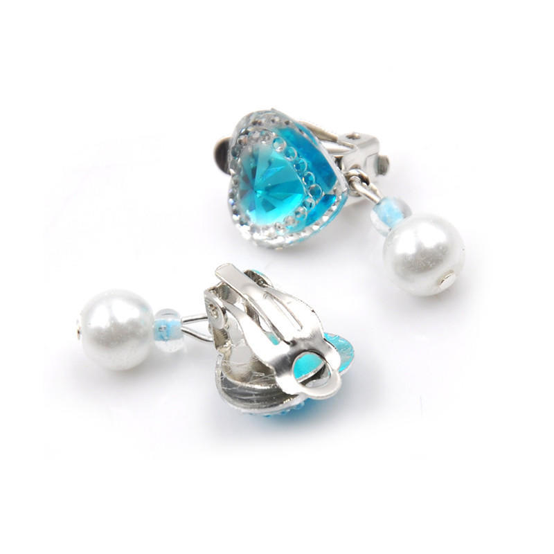 1Pair Kids Girls Heart Rhinestone No Piercing Ear Clip Earring Jewelry Xmas Gift Cute