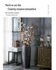 Black Zen-Style Ceramic Floor Vase for Dried Flowers - Retro Terracotta Ornament