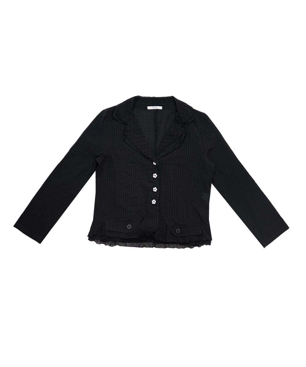 Sio Button Point Striped Shirt [Black] Black