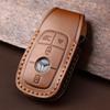Leather Car Key Fob Case Cover Shell For Mercedes Benz A C S E GLA GLC CLS Class W205 W213 W177 W222 Remote Holder Bag Keychain