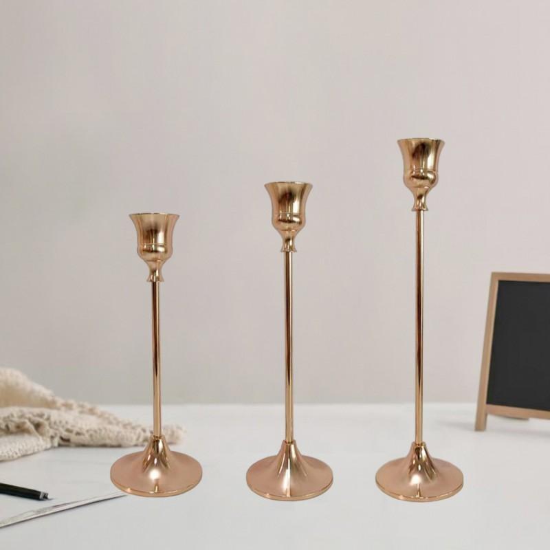 Elegant Vintage Brass Candle Holder Set Romantic Dinner Wedding Decor Christmas Table Centerpiece