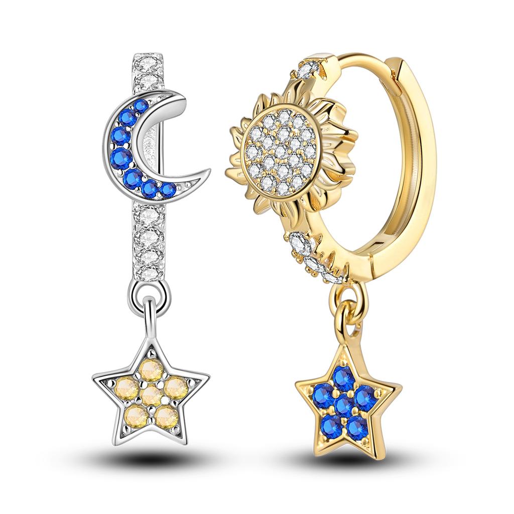 Star Series Copper Earring For Woman Sun Moon Hoop Earring Fine Jewelry Birthday Party Gifts