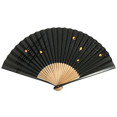 Folding Firefly with Fan Pouch and Premium Paper Fan with Japanese Jet 244 [Hana Kanzashi] Fan, Design, Case, Men's, 22.5cm, Large, Pattern, Black,