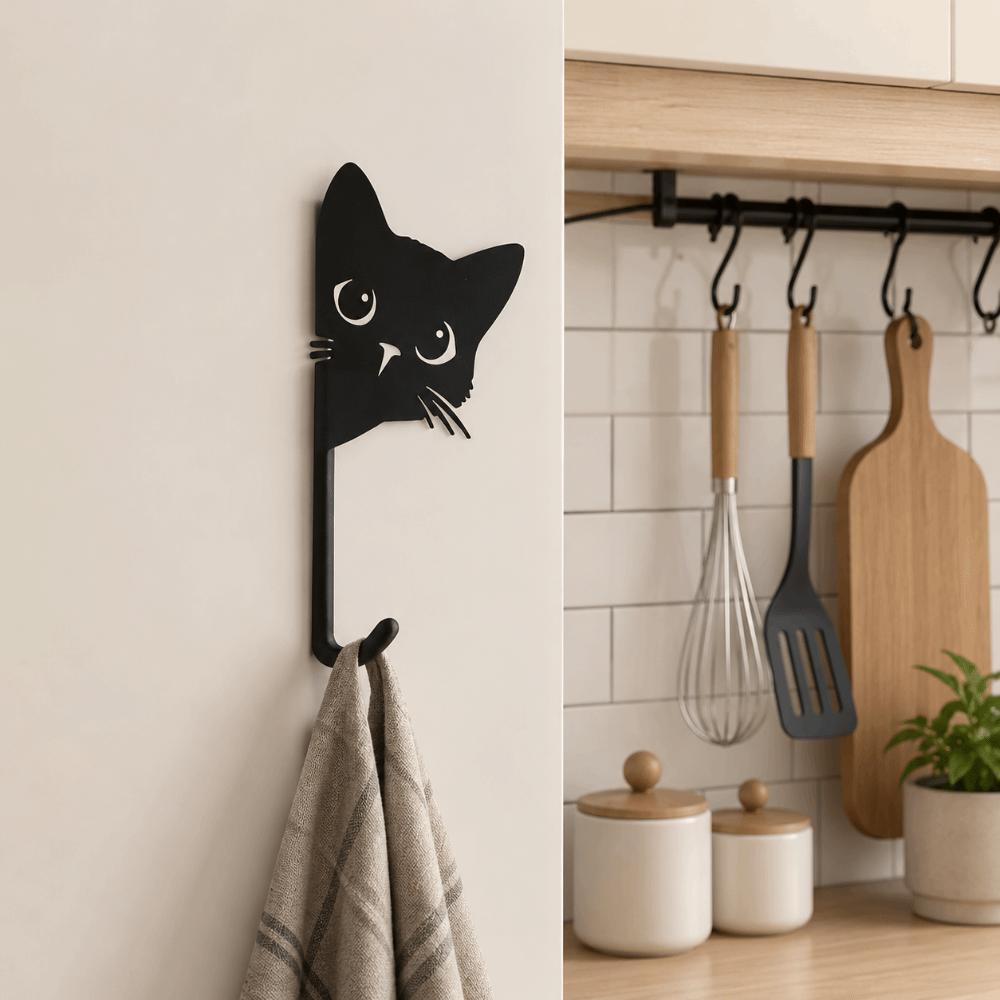 3D Printed Kitten Wall Hooks Decorative Hanging Hook Creative Key Holder  Kitchen