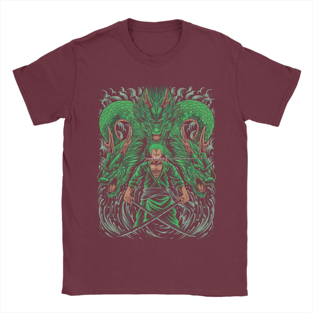 Mens Zoro Roronoa Three Sword Style Ones Pieces T Shirt Pure Cotton Clothes Vintage Round Collar Tees Gift Idea TShirt