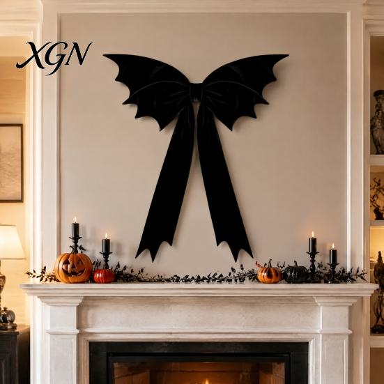 Christmas Tree Hanging Decor Halloween Bat Bow Garden Decor, Topper Ornament Versatile Party Supplies for Party, Spooky Holiday Decoration,