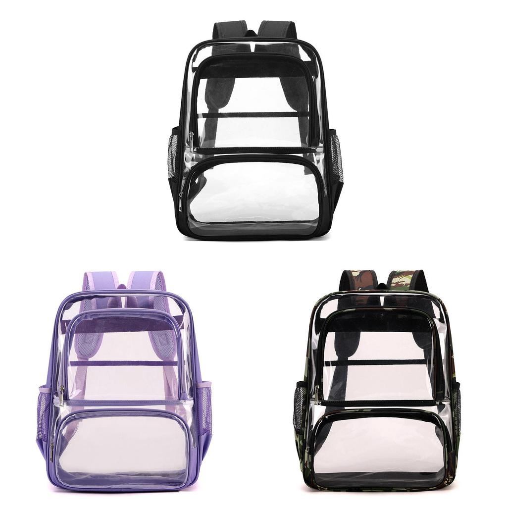 Pvc Clear School Backpack With Multiple Pockets Waterproof Design For Students