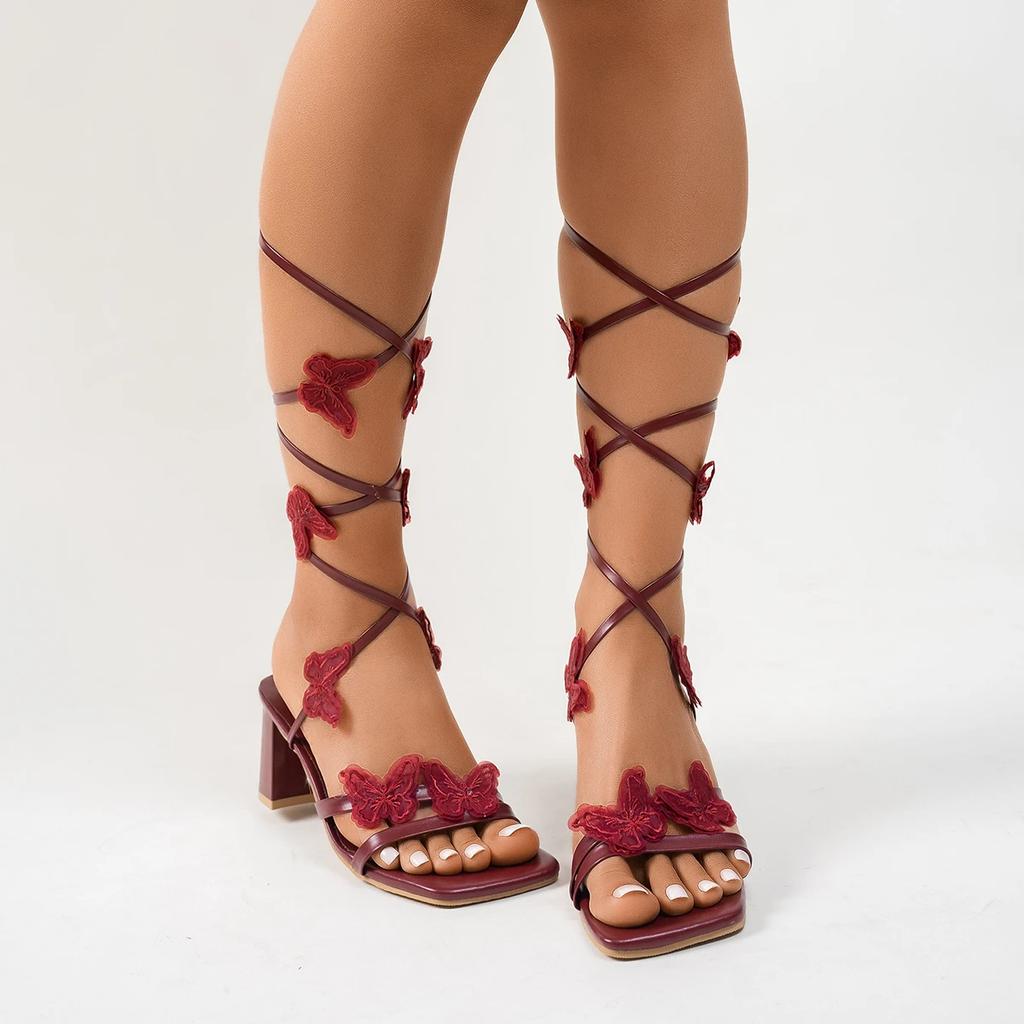 Fashion Women Sexy Ankle Sandals Transparent Platform Summer Butterfly Lace-up High Heels Sandals Elegant Comfortable Designer Shoes