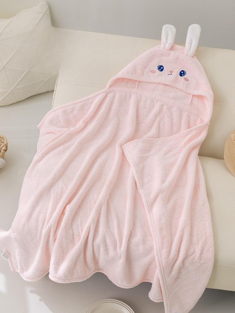 Dětská plyšová osuška s kapucí Cartoon Coral Velvet Baby Absorpční Rychleschnoucí Župan s kapucí Roztomilá osuška s kapucí