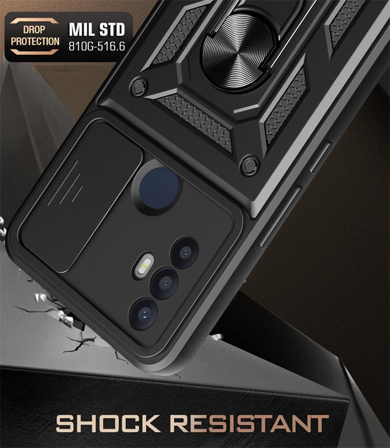 For TCL 30 SE Case Shockproof Armor Slide Lens Protect Coque For TCL 30SE Tcl30se 4G Car Magnetic Holder Ring Stand Back Cover