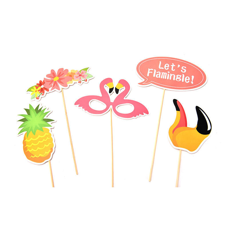 21 Stück Flamingo Fotoautomaten Requisiten Tropisch Hawaiianisch Sommer Junggesellinnenparty Zubehör