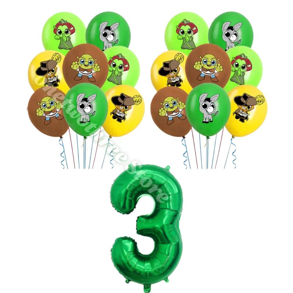 Monster Shrek Birthday Party Decoration Prince Donkey Green Princess Balloons Cup Plate For Kids Baby Shower Party Favor Gifts