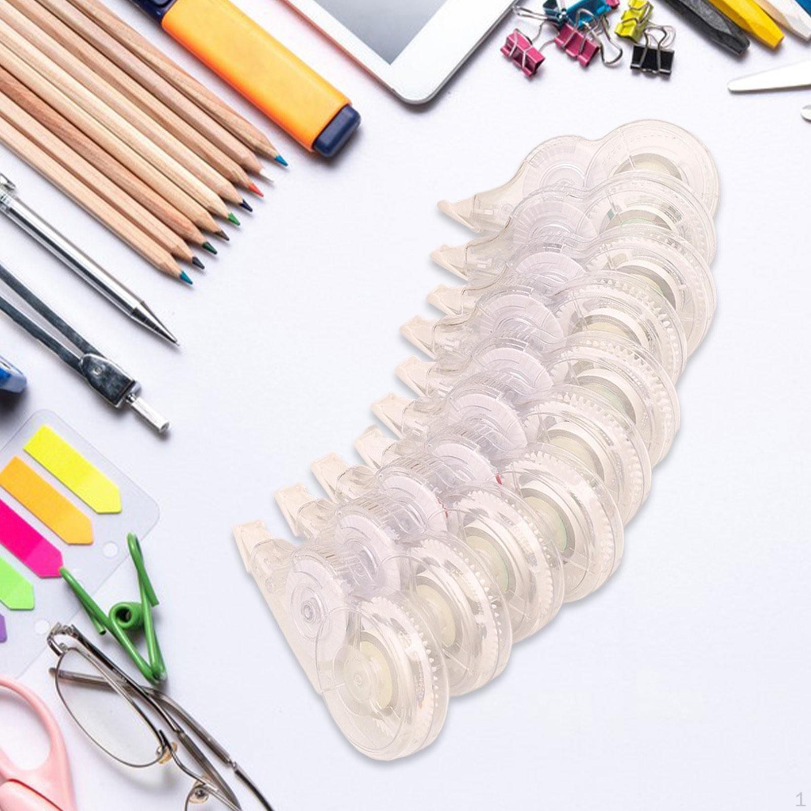 

10Pcs Correction Tape with Dispenser Easy to Use Roller Pocket Eraser Clear