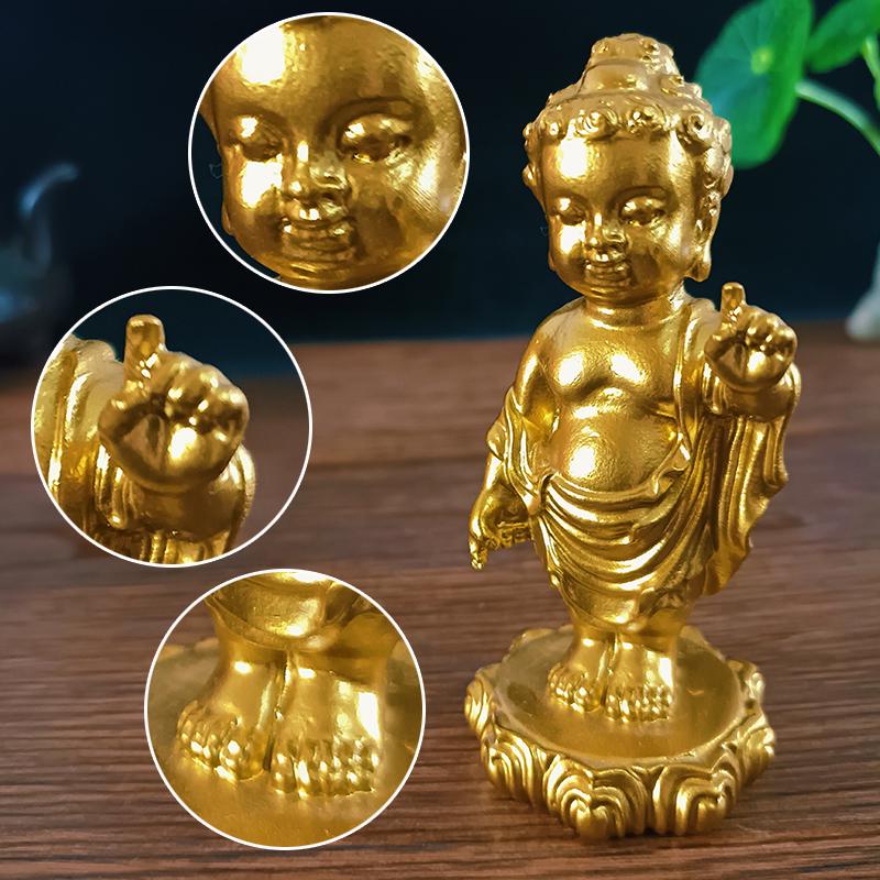 Gold Lucky Prince Buddha Statue Sculpture Feng Shui Home Garden Decoration Sakyamuni Buddha Figurines Landscape Ornament