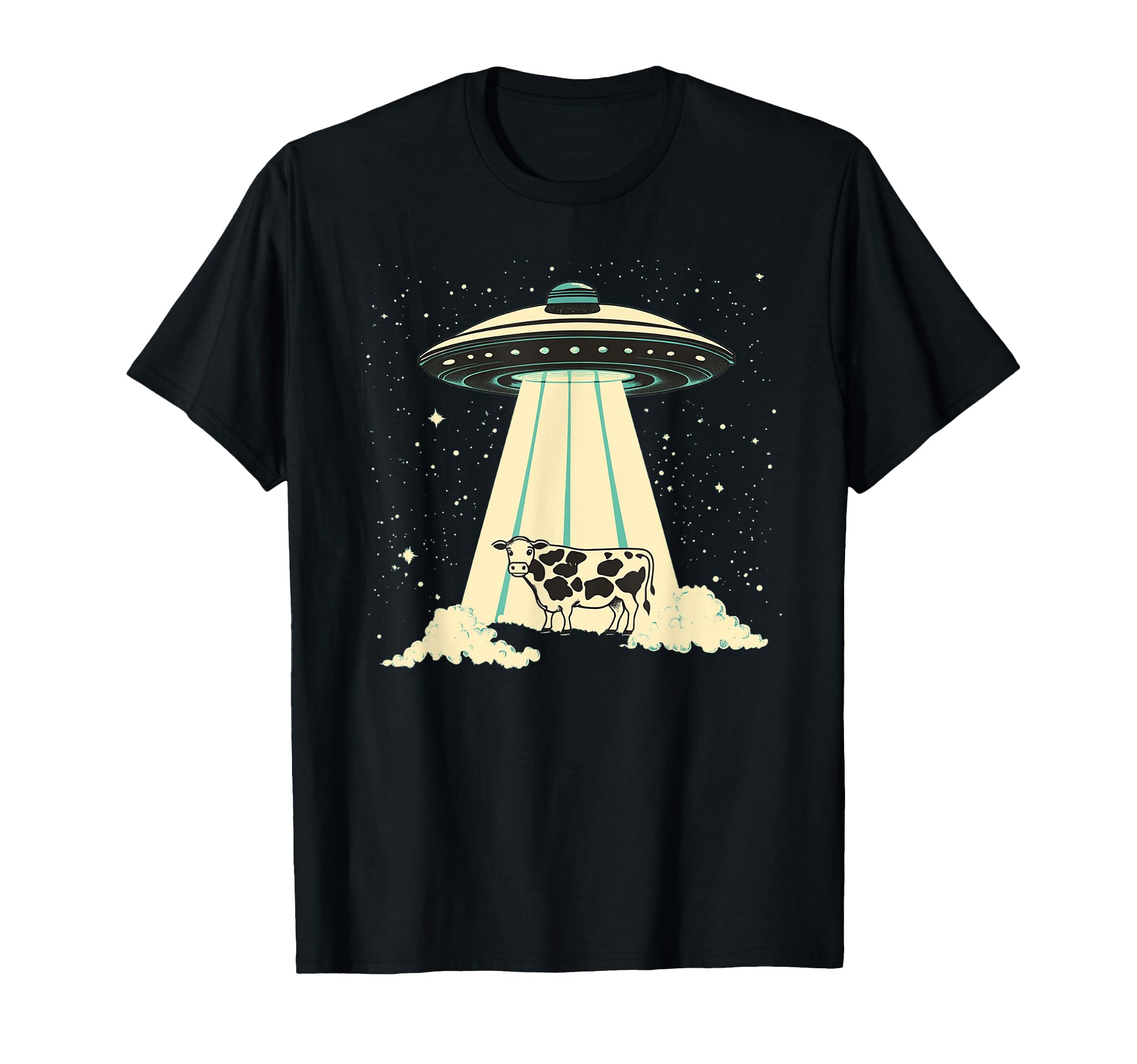 

Забавный НЛО сбрасывает костюм коровы Футболка Галактический смех чёрный