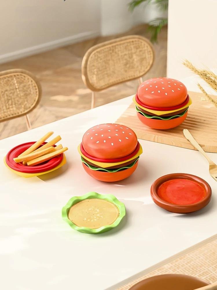 Niedliche Snack-Hamburger-Schalen Keramik Mini-Dippschale Obstsalatschale Back-Dim-Sum-Platte Küchen Dekoration Heim Zubehör