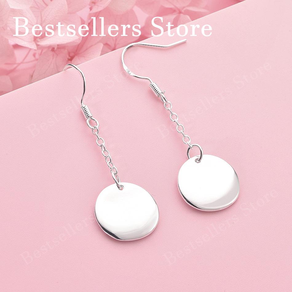925 Sterling Silver Exquisite Shiny Round Earrings Women Fashion Wedding Party Gift Accessories