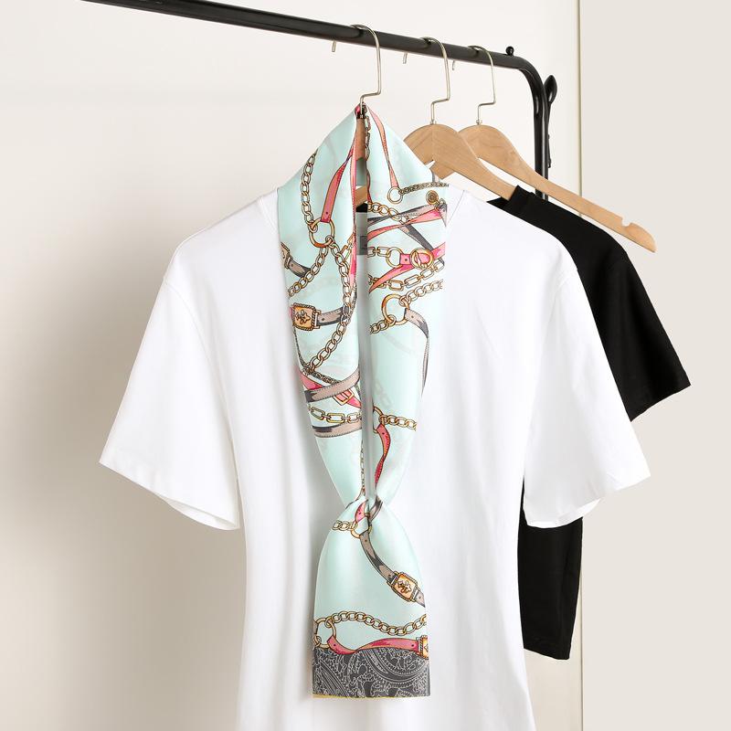 Luxury Ribbon Silk Scarf 15*145Cm Red Headband Neckerchief Foulard Hair Scarfs Neck Tie Lady Skinny Scarves Soft Satin