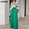 2/piece Set Summer Loose Plus Size Casual Printed Shirt Tops Wide Legged Pants
