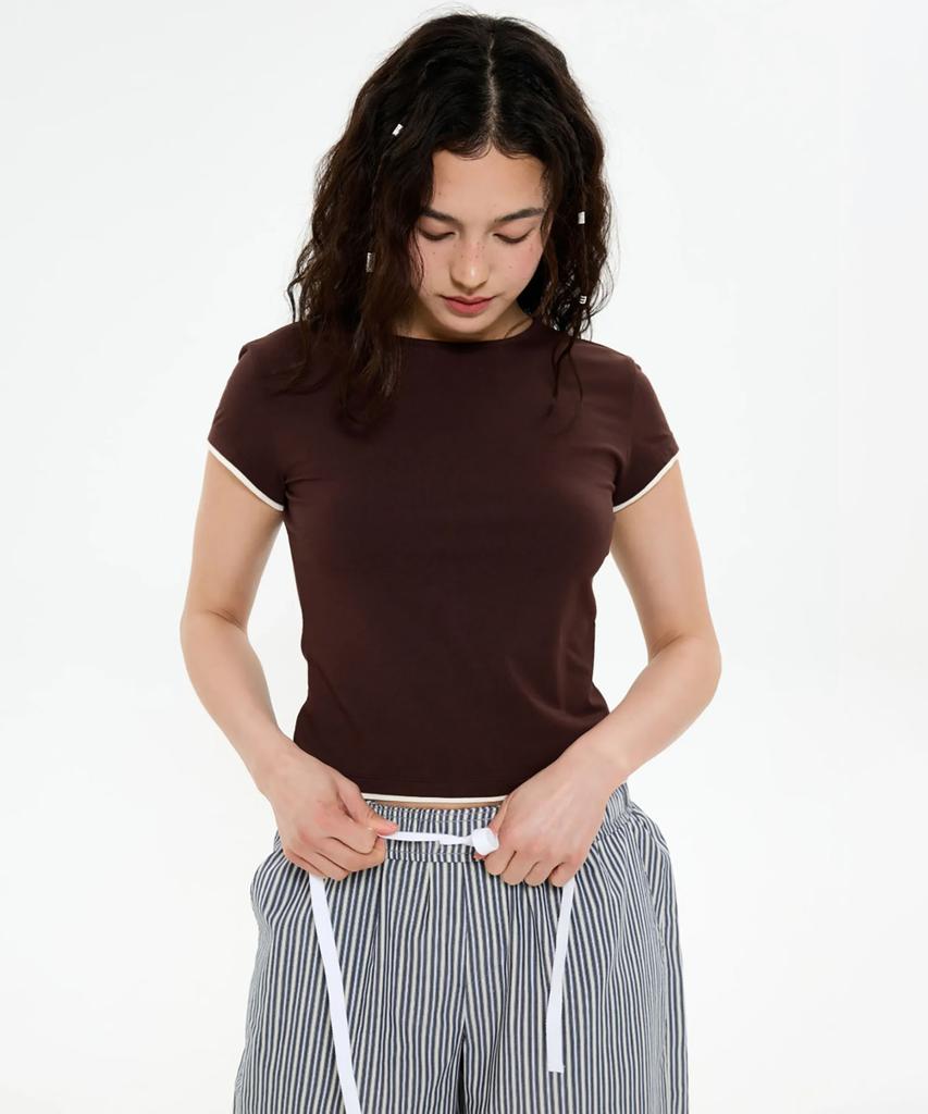 Jinokio (W)All Day Slim Fit Layered Top (Brown)