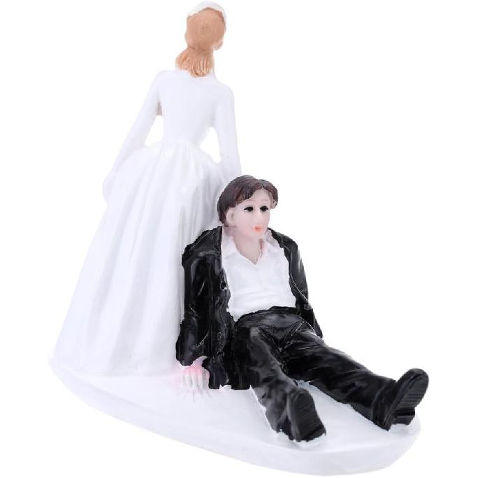 Anself Synthetic Resin Bride & Groom Wedding Cake Topper Romantic Wedding Party Decoration Adorable Figurine Craft Gift