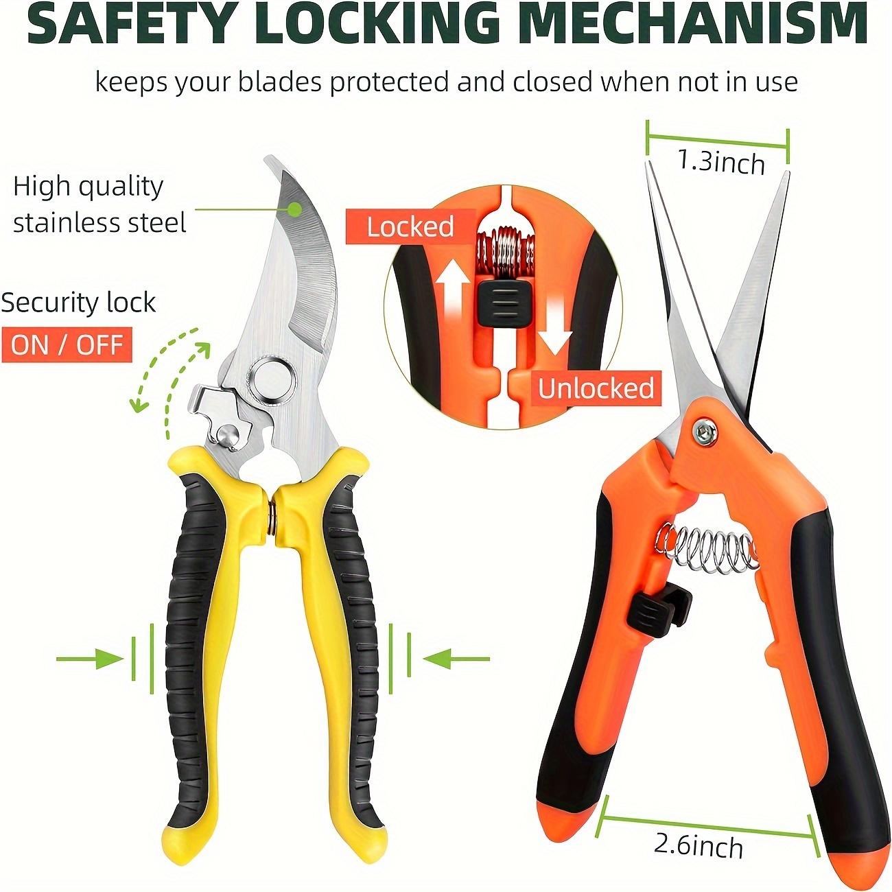 

Garden Pruning Shears Set - Stainless Steel Professional Gardening Scissors with Non-Slip Ergonomic Handles, Labor-Saving