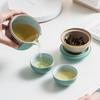 Ceramic Portable Tea Set with Pot and Two Cups