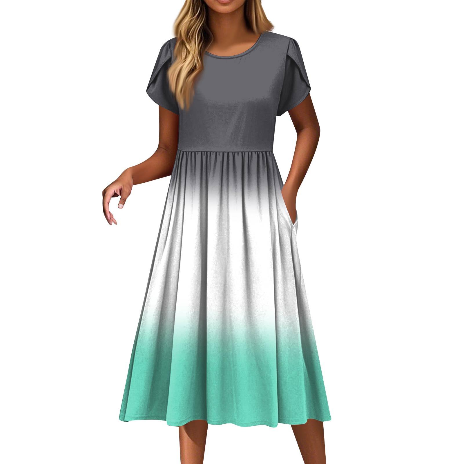 

Женские модные повседневные свободные платья с круглым вырезом и карманами с коротким рукавом XXXL