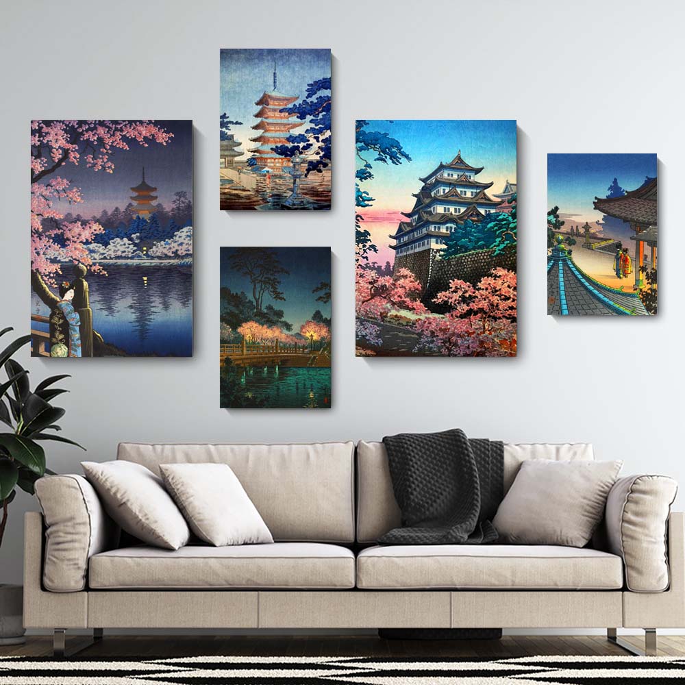 New Japanese Landscape Retro Art Canvas Painting Cartoon Poster Office Wall Painting Living Room Bedroom Home Decoration Mural No Frame