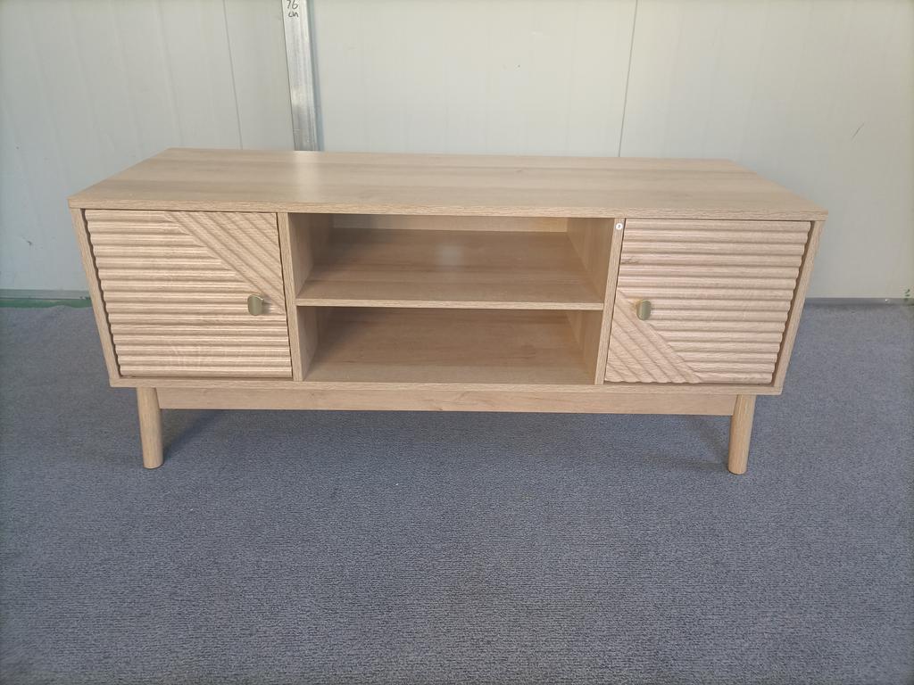 110 cm TV Stand, Mid-Century Modern Style, Suitable for 32/45-Inch TVs, Entertainment Center, Media Console for Living Room and Bedroom, Oak Color