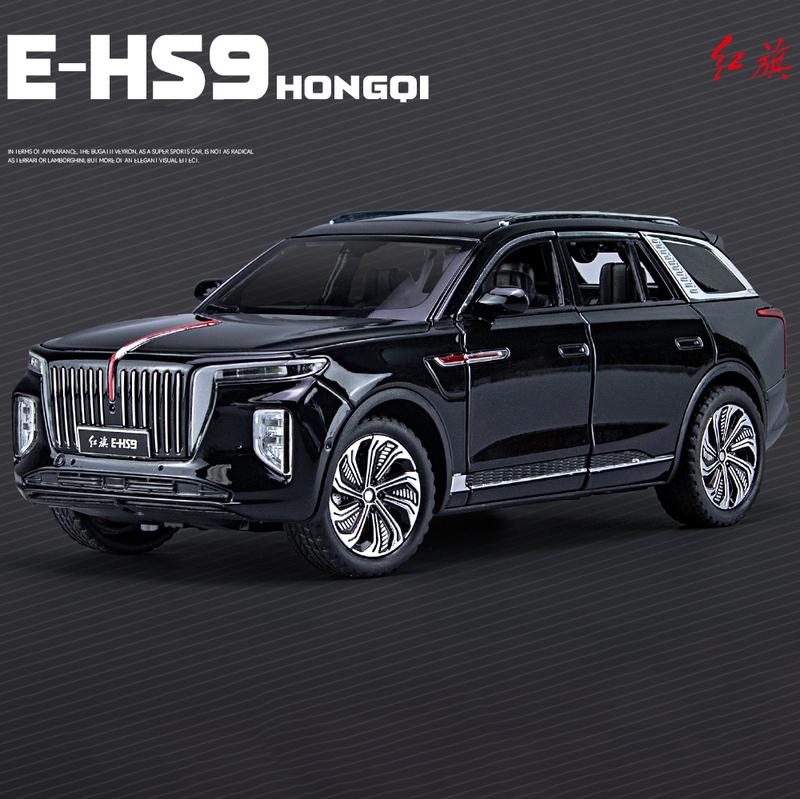

1:24 HongQi EHS9 SUV Alloy Diecasts & Toy Vehicles Metal Toy Car Model Sound and light Pull back Collection Kids Toy чорний