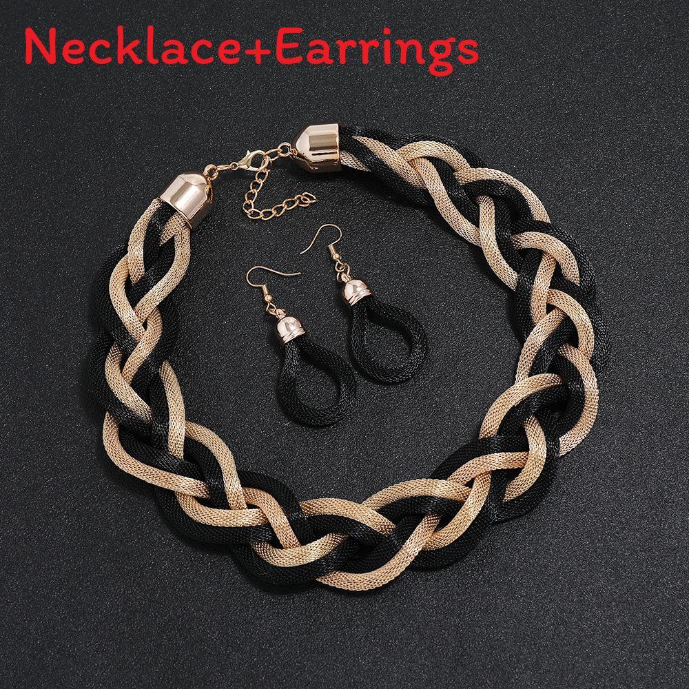 Style Necklace European And Earrings Jewelry Set With Geometric Design For Women