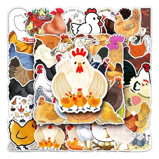 50Pcs Cartoon Chicken Stickers Cute Waterproof Self-adhesive Cute Animal Decals DIY Car Skateboard Laptop Motorcycle Graffiti Stickers
